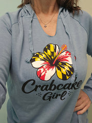Crabcake Girl Hoodie - Mist Blue Ladies