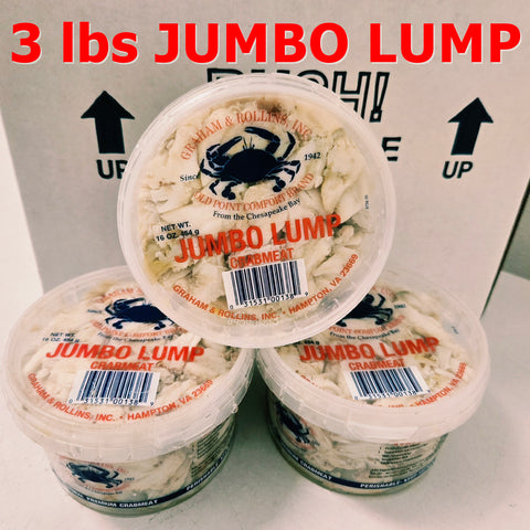 Crab Meat - 3 lbs JUMBO LUMP