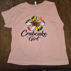 Crabcake Girl Crop Top Tee - Pink