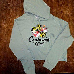 Crabcake Girl Crop Top Hoodie - Sage